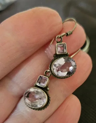 Pendientes y sortija amatista plata