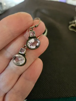 Pendientes y sortija amatista plata