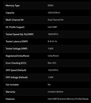4GB DDR3 1600 CL8 G.Skill Ripjaws
