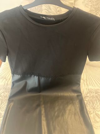 Vestido Zara negro polipiel y encaje