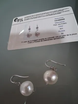 Pendientes Oro Blanco Perlas y Diamantes