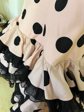 Vestido Flamenca Lunares Rosa y Negro