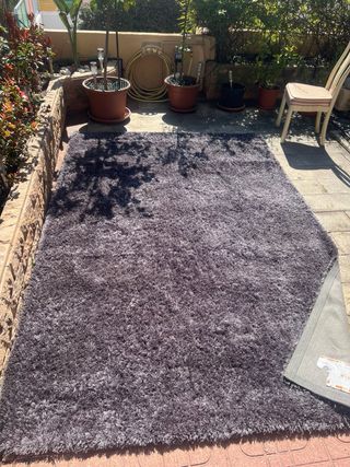 Alfombra Shaggy Negra y Gris