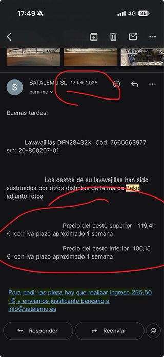 Cestas lavavajillas Beko sin aspa superior