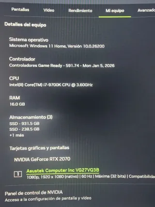 Monitor Gaming ASUS VG27VQ3B 180Hz Curvo