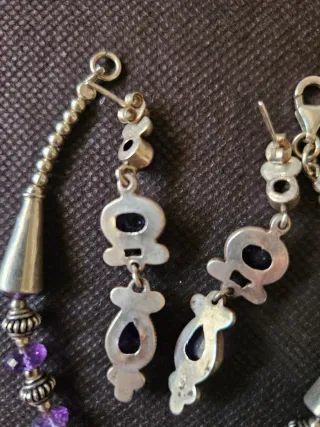 Conjunto Amatista Plata: Pulsera y Pendientes