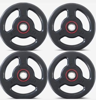 PESAS 4 DISCOS DE 5KG CAUCHO ASAS y Mas