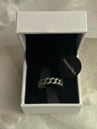 Anillo Pandora Eslabones Cubanos Pavé