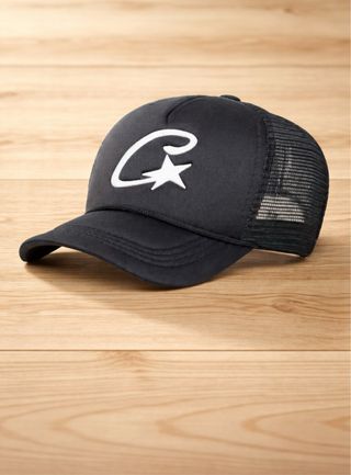 Gorra Corteiz Negra Logo Blanco