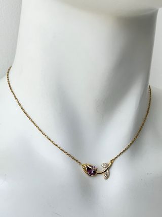 Collana Tulipano Brillante acciaio dorato - 45 cm