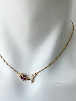 Collana Tulipano Brillante acciaio dorato - 45 cm