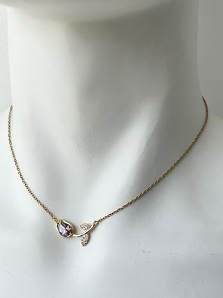 Collana Tulipano Brillante acciaio dorato - 45 cm