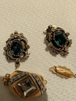 Broches Plata y plata con Baño Oro, con Piedras