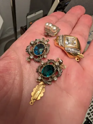 Broches Plata y plata con Baño Oro, con Piedras