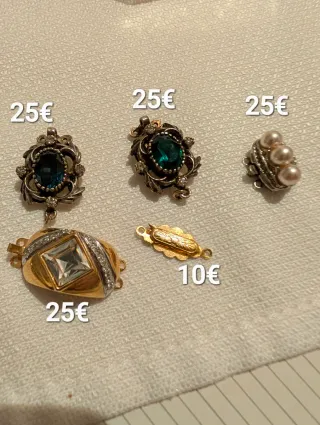 Broches Plata y plata con Baño Oro, con Piedras