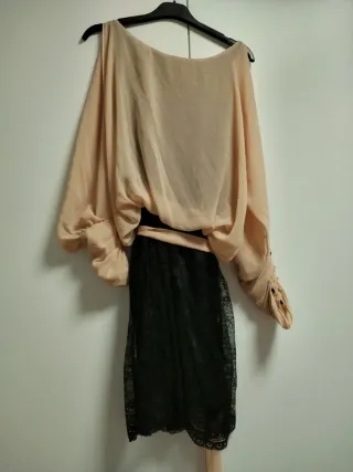 Vestido Zara Beige y Negro