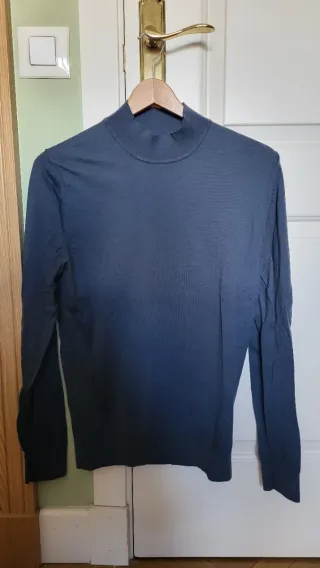 Jersey lana Massimo Dutti azul cuello alto