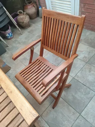 Mesa y 5 Sillas Terraza Madera