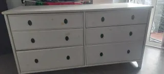 Cajonera de madera blanca 141x50x75cm