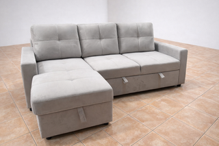 SOFÁ CAMA CHAISELONGUE REVERSIBLE GRIS + ARCON