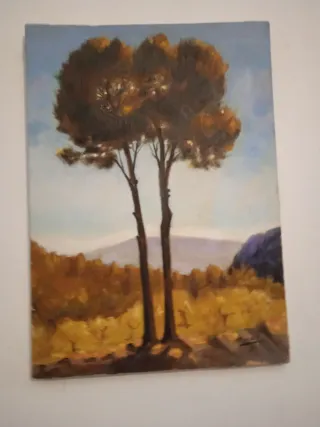 Cuadro al óleo antiguo paisaje