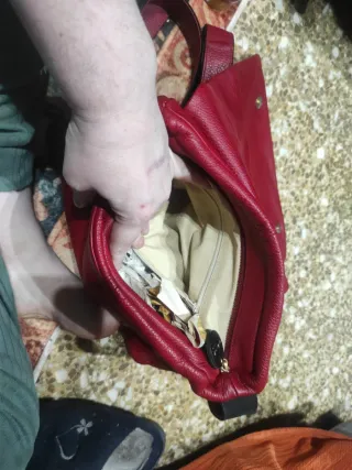 Bolso Nelia Valls Cuero Rojo