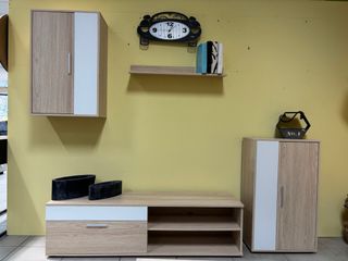 Mueble de salón 4 piezas madera y blanco