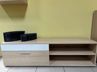 Mueble de salón 4 piezas madera y blanco