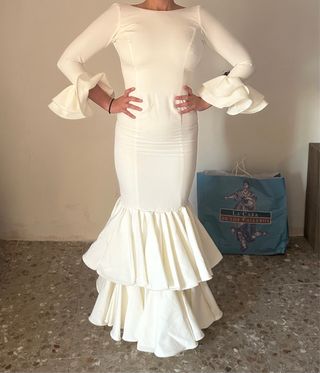 Traje Flamenca Espalda Abierta Blanco