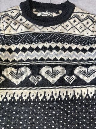 Jersey Superdry Mujer gris oscuro y Blanco