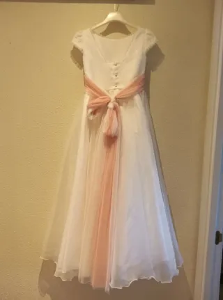 Vestido de comunión Marla blanco y rosa