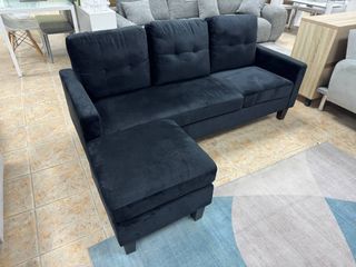 Sofá Negro Moderno 3 Plazas Nuevo