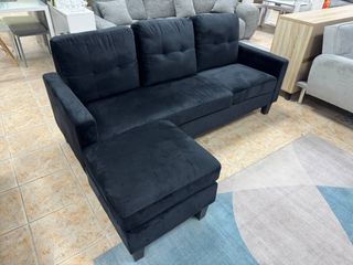 Sofá Negro Terciopelo 3 Plazas Nuevo