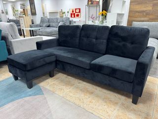 Sofá Negro Terciopelo 3 Plazas Nuevo