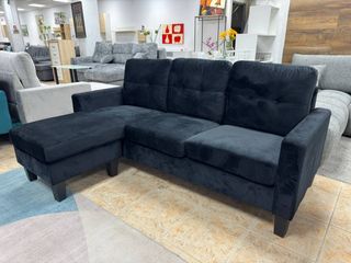 Sofá Negro Terciopelo 3 Plazas Nuevo