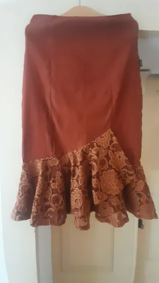 Saia Tijolo Renda Folhos Tam 36