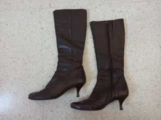 Botas altas piel marrón vintage talla 38
