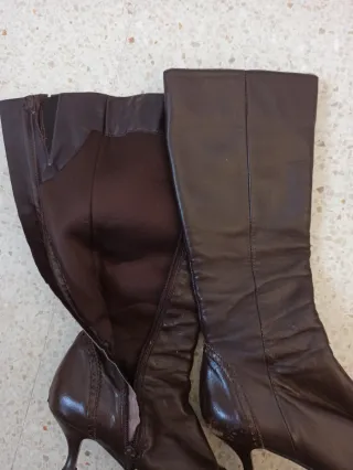 Botas altas piel marrón vintage talla 38
