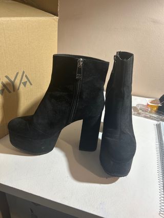 Botines Zara Tacón Plataforma Negro