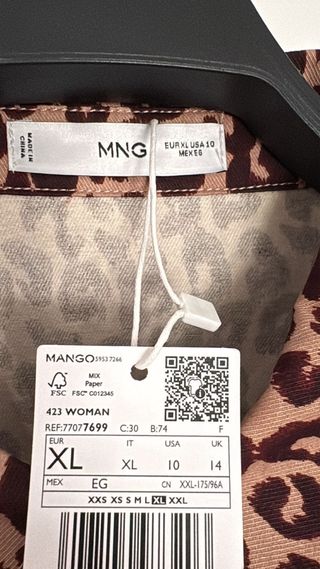 Vestido Mango Animal Print Talla XL