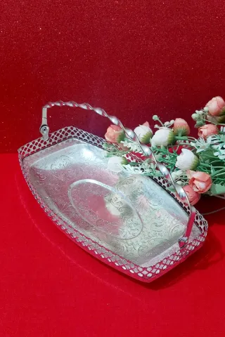 Bandeja decorativa con asa