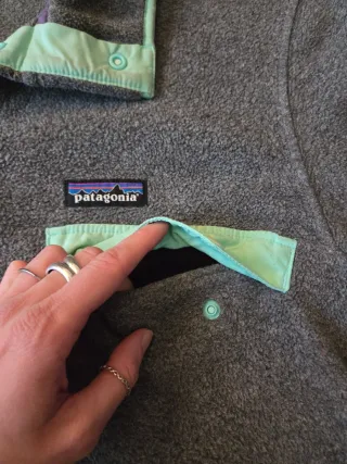 Forro Polar Patagonia Hombre Gris y Turquesa