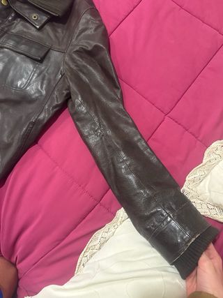 Chaqueta de cuero marrón Talla L