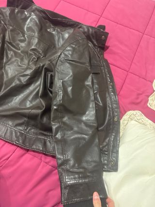 Chaqueta de cuero marrón Talla L