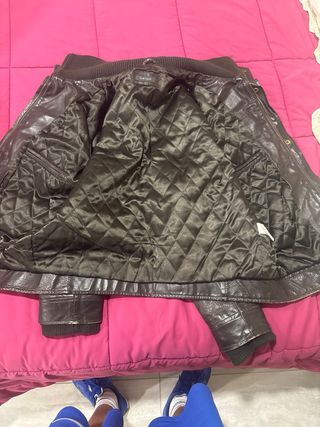Chaqueta de cuero marrón Talla L