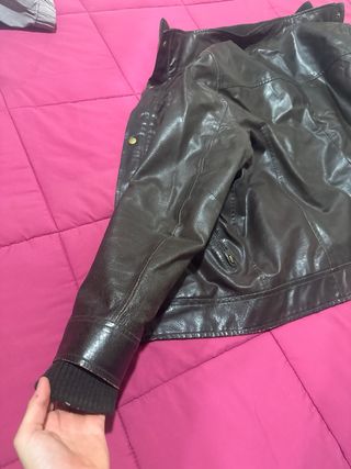 Chaqueta de cuero marrón Talla L
