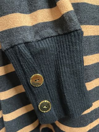 Vestido midi rayas beige y negro