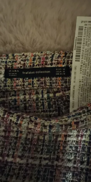 Falda pantalón de tweed multicolor Zara - Talla M
