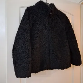 Giacca bambina nera pelliccia sintetica 11/12 anni