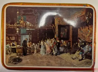 Antigua caja de lata "Galletas Rodríguez" Reus